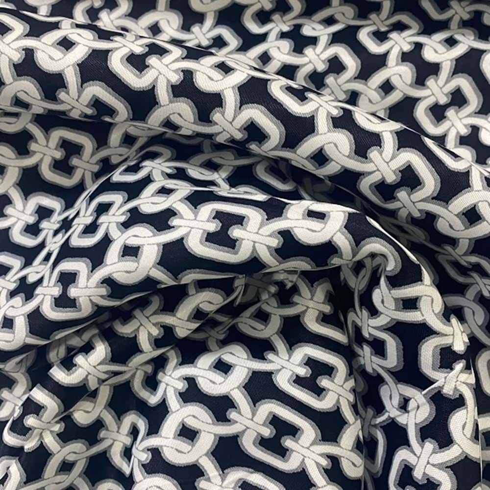 floş ipek saten kumaş dökümlü elbiselik zincir desenli