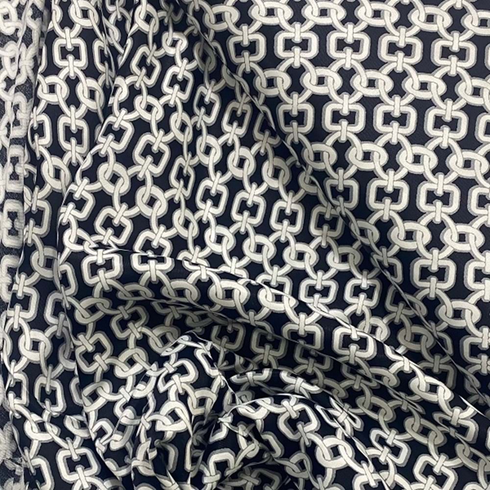 floş ipek saten kumaş dökümlü elbiselik zincir desenli