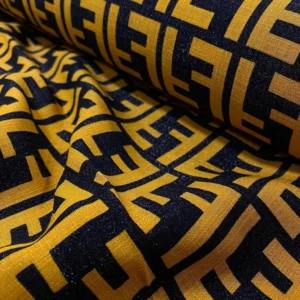 elbiselik kumaş-hardal renkte yazılı elbise kumaşı