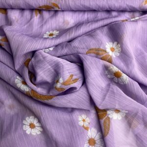 papatya desenli parça şifon kuaş ucuz kumaş görsel-renk lila